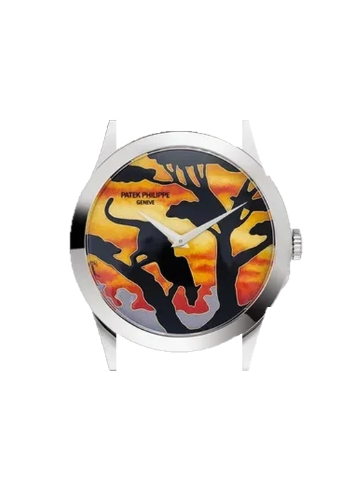 Calatrava 5089G-078 mit Alligator-Nubuk-Armband Schwarz mit Ton-in-Ton-Naht, handgenäht