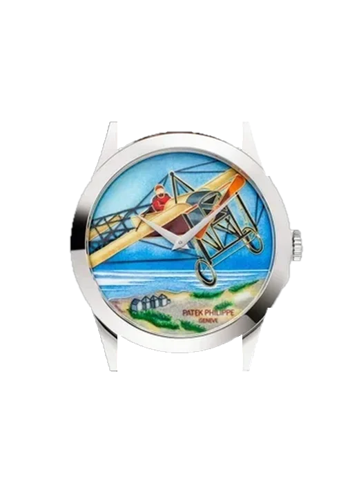 Calatrava 5089G-089 mit Alligator-Nubuk-Armband Schwarz mit Ton-in-Ton-Naht, handgenäht