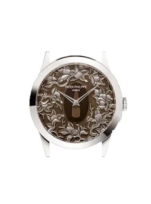 Calatrava 5089G-124 with Black Nubuck Alligator Strap with Hand-Stitched Tone-on-Tone Stitching