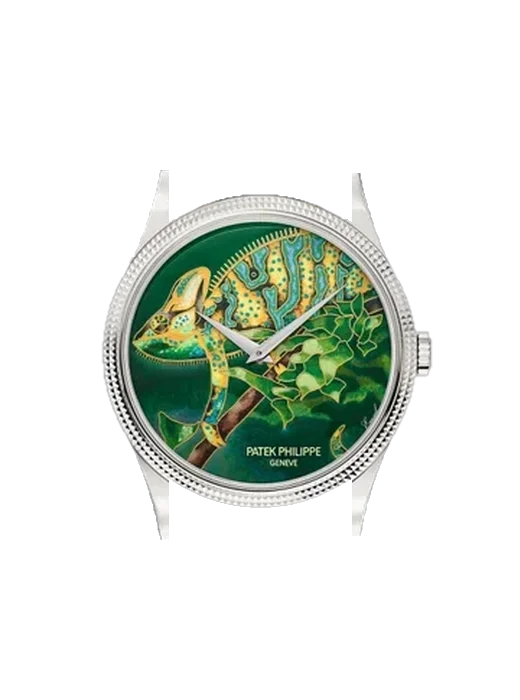 Calatrava 5177G-026 mit Alligator-Nubuk-Armband Schwarz mit Ton-in-Ton-Naht, handgenäht