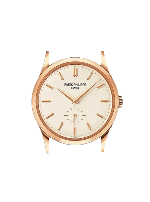 Calatrava 5196R-001 mit Alligator-Nubuk-Armband Schwarz mit Ton-in-Ton-Naht, handgenäht