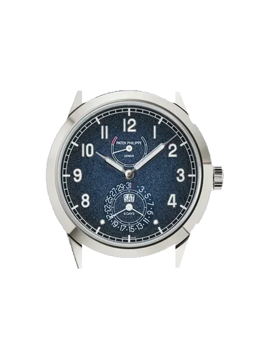 Calatrava 5328G-001 with Black Nubuck Alligator Strap with Hand-Stitched Tone-on-Tone Stitching