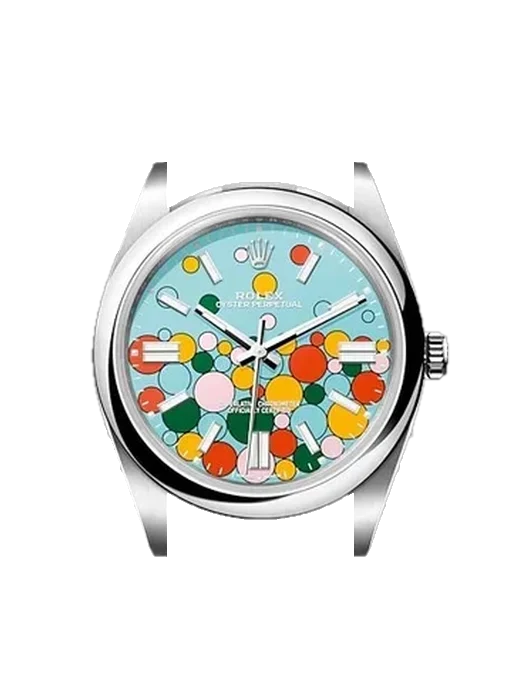 Oyster Perpetual 41 124300-0008 con Correa Grand Cavalier de cuero naranja