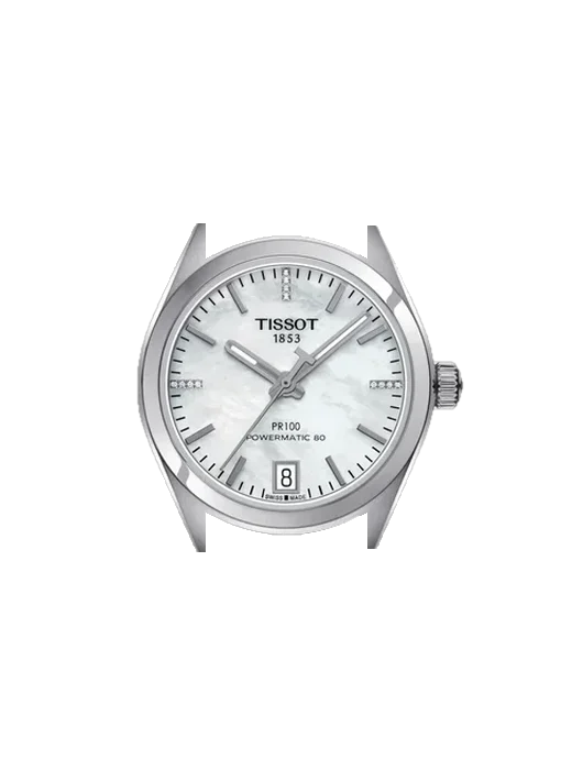 PR 100 T101.207.11.116.00 mit Rotes Saffiano-Armband mit ecrufarbenen Nähten
