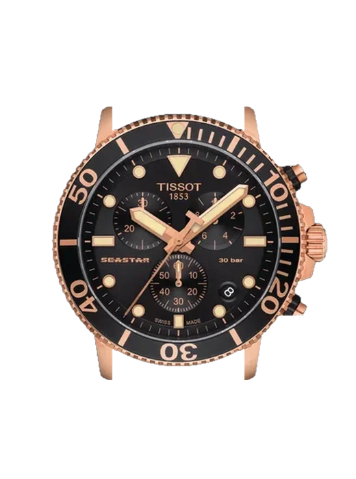 Seastar T120.417.37.051.00 avec Bracelet de montre en cuir de veau vintage marron — Patine naturelle