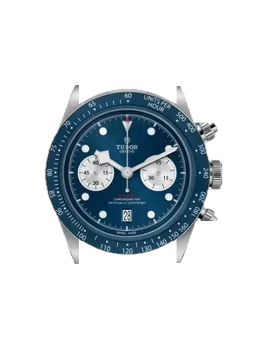 Black Bay Chronograph M79360B-0002 con Correa híbrida de piel de cocodrilo y caucho azul