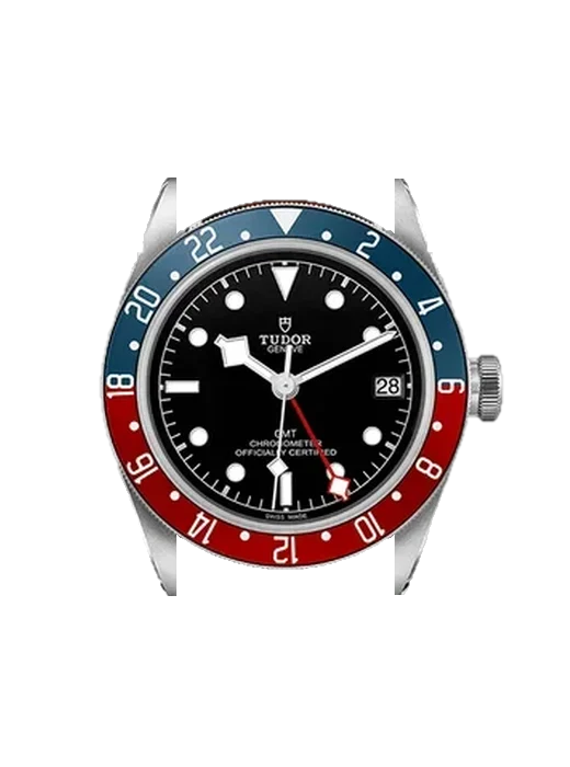 Black Bay GMT 79830RB-0002 mit Vintage Kalbslederarmband Braun — Natürliche Patina