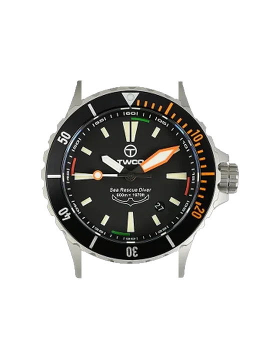 Sea Rescue Diver SRD avec Bracelet de montre en cuir de veau vintage marron — Patine naturelle