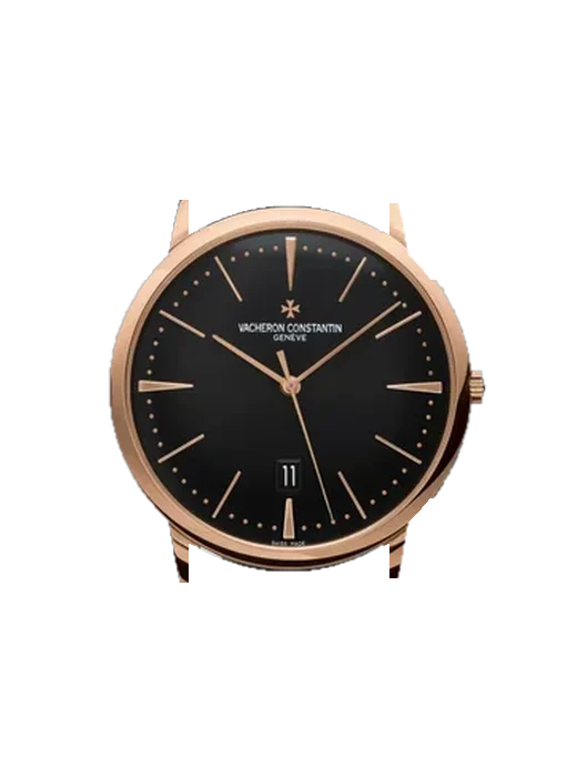 Patrimony 85180/000R-9232 mit Alligator-Nubuk-Armband Schwarz mit Ton-in-Ton-Naht, handgenäht