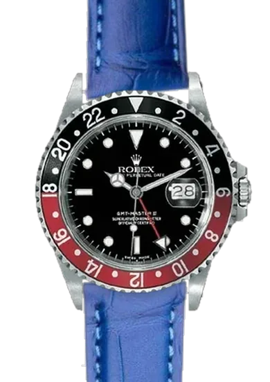 GMT-Master 16710 Coke with Matte Blue Alligator Strap