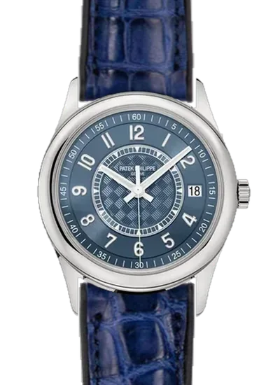Calatrava 6007A-001 mit Hybrid Armband aus Alligator und Kautschuk Blau
