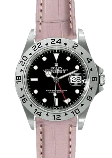 Explorer II 16570-0004 con Correa de cocodrilo gris mate