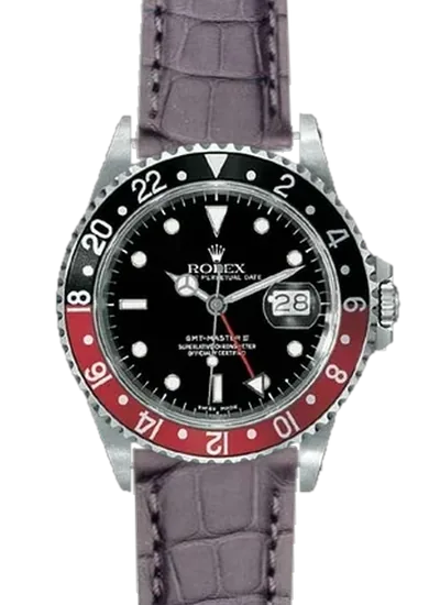 GMT-Master 16710 Coke with Matte Dark Gray Alligator Strap