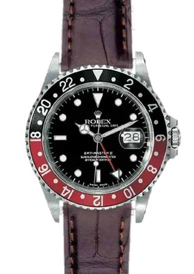 GMT-Master 16710 Coke with Matte Dark Brown Alligator Strap