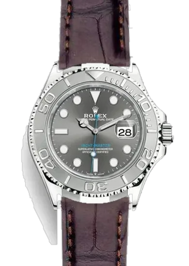 Yacht-Master 126622-0001 con Correa de cocodrilo marrón oscuro mate