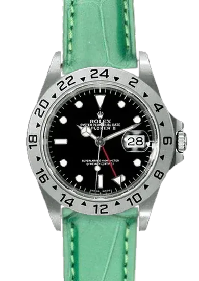 Explorer II 16570-0004 con Correa de cocodrilo Millennium Green
