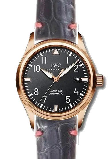 Pilot IW3255-15 con Correa de cocodrilo negro con ribete rojo claro