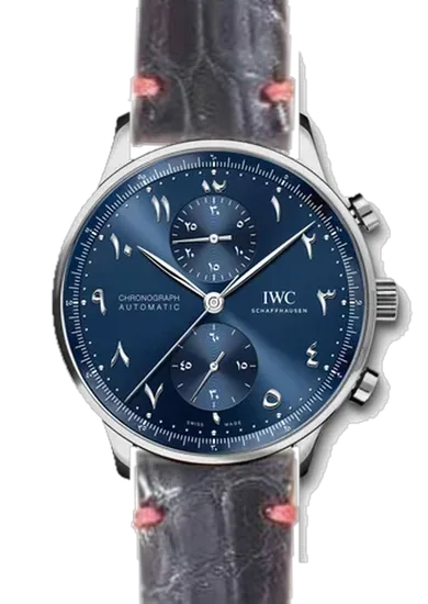 Portugieser IW3714-89 con Cinturino Alligatore Nero con Bordatura Rosso Chiaro