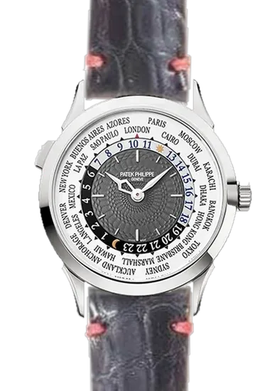 Complications 5230G-001 con Correa de cocodrilo negro con ribete rojo claro
