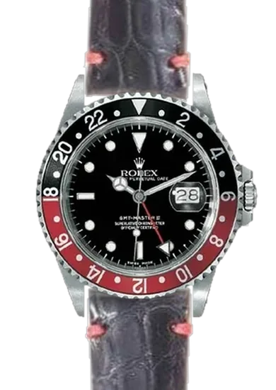 GMT-Master 16710 Coke with Black Alligator Strap with Light Red Edging
