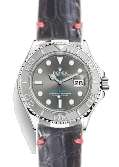 Yacht-Master 126622-0001 con Correa de cocodrilo negro con ribete rojo claro