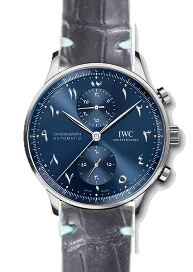 Portugieser IW3714-89 con Cinturino Alligatore Nero con Bordi Azzurri
