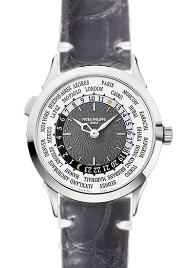Complications 5230G-001 con Correa de cocodrilo negro con ribetes blancos