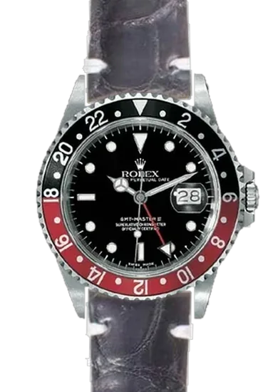 GMT-Master 16710 Coke with Black Alligator Strap with White Edges