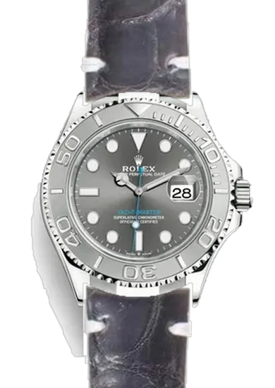 Yacht-Master 126622-0001 con Correa de cocodrilo negro con ribetes blancos