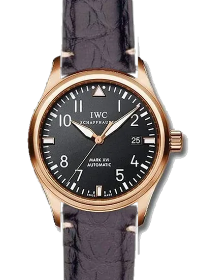 Pilot IW3255-15 con Correa de cocodrilo negro mate — Costuras discretas