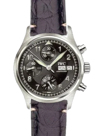 Pilot IW3706-15 con Correa de cocodrilo negro mate — Costuras discretas