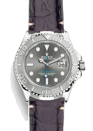 Yacht-Master 126622-0001 con Correa de cocodrilo negro mate — Costuras discretas