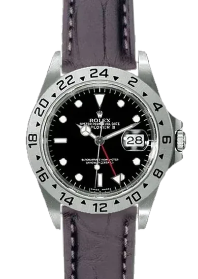 Explorer II 16570-0004 con Correa de cocodrilo negro mate