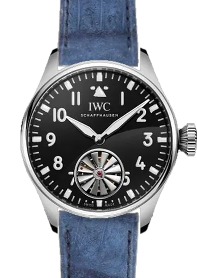Big Pilot IW3299-01 con Cinturino Alligatore Nubuck Blu — Cucito a Mano