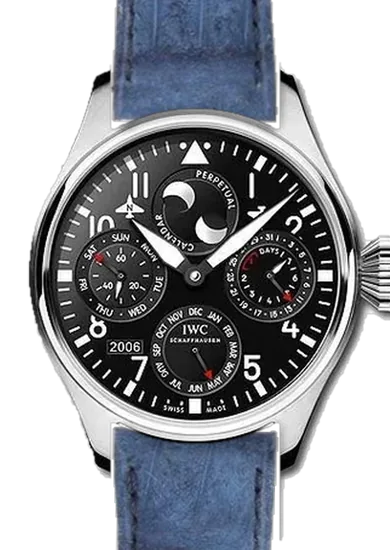 Big Pilot IW5026-07 con Cinturino Alligatore Nubuck Blu — Cucito a Mano
