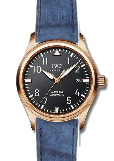 Pilot IW3255-15 con Correa de piel de cocodrilo en nubuck azul — Cosida a mano
