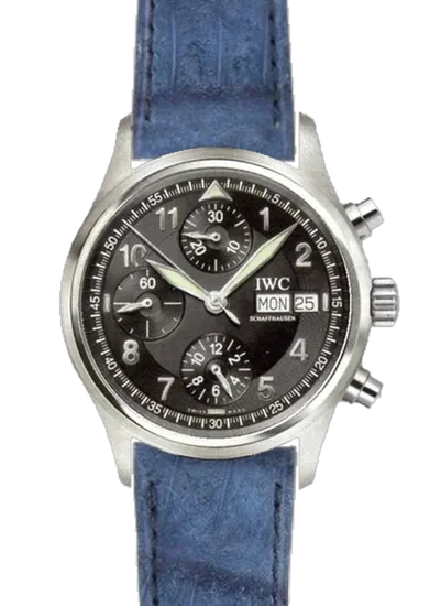 Pilot IW3706-15 con Correa de piel de cocodrilo en nubuck azul — Cosida a mano