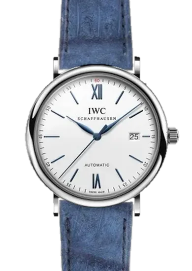 Portofino IW3565-27 con Cinturino Alligatore Nubuck Blu — Cucito a Mano