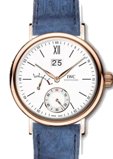 Portofino IW5161-03 con Correa de piel de cocodrilo en nubuck azul — Cosida a mano
