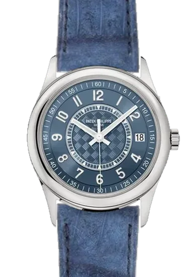 Calatrava 6007A-001 mit Alligator-Nubuk-Armband Blau — handgenäht