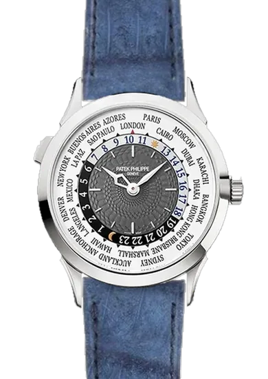 Complications 5230G-001 con Correa de piel de cocodrilo en nubuck azul — Cosida a mano