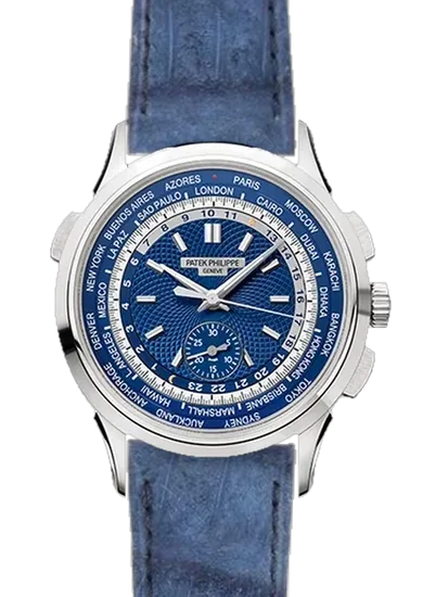 Complications 5930G-001 con Correa de piel de cocodrilo en nubuck azul — Cosida a mano