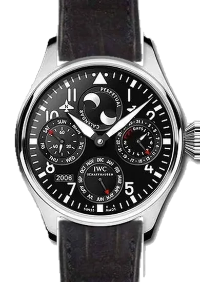 Big Pilot IW5026-07 con Cinturino Alligatore Nubuck Nero con Cucitura Sur Tone a Mano