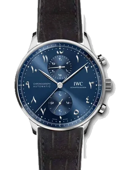Portugieser IW3714-89 con Cinturino Alligatore Nubuck Nero con Cucitura Sur Tone a Mano