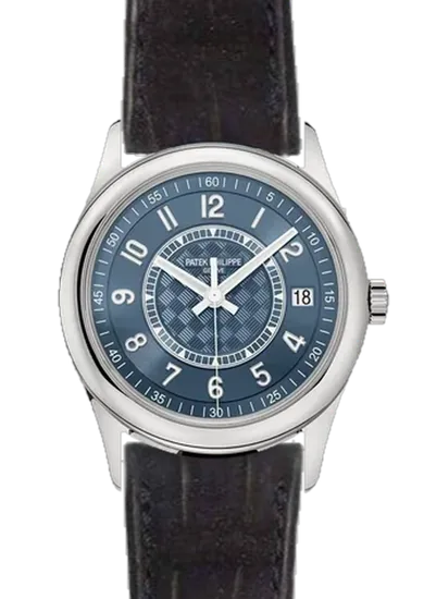 Calatrava 6007A-001 mit Alligator-Nubuk-Armband Schwarz mit Ton-in-Ton-Naht, handgenäht