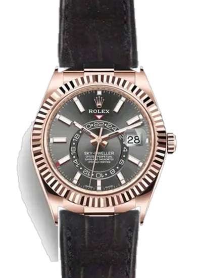 Sky-Dweller 326235-0006 con Cinturino Alligatore Nubuck Nero con Cucitura Sur Tone a Mano