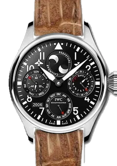 Big Pilot IW5026-07 con Cinturino Alligatore Nubuck GOLD — Cucito a Mano
