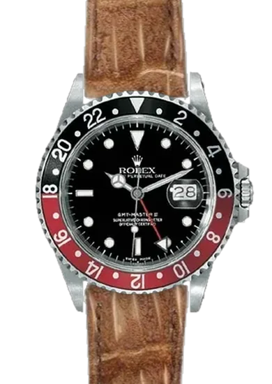 GMT-Master 16710 Coke with Nubuck Alligator Strap GOLD — Hand Stitched