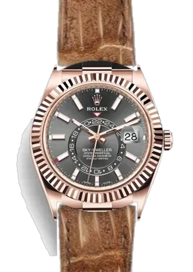 Sky-Dweller 326235-0006 con Cinturino Alligatore Nubuck GOLD — Cucito a Mano