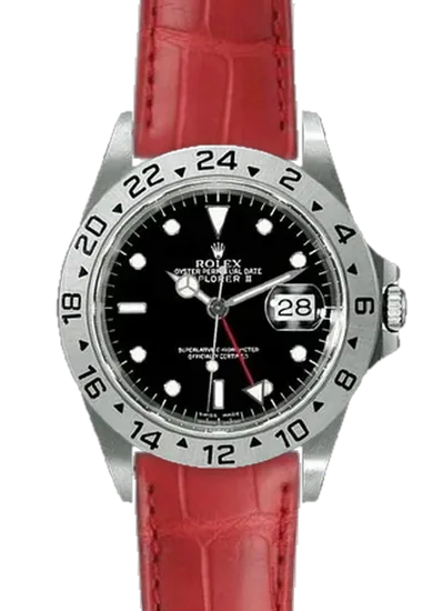 Explorer II 16570-0004 con Correa de cocodrilo rojo resistente al agua